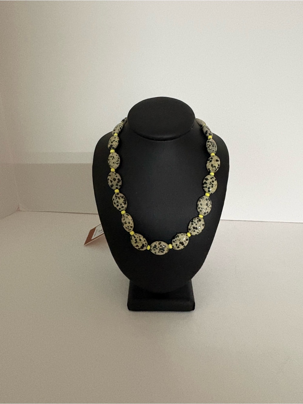 NWT Mignonne Gavigan Dalmatian Jasper Bead Necklace - Yellow and Black